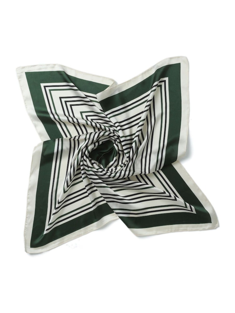 Aela Green And White Stripe Print Tie Me Up Scarf - Image 2 of 5