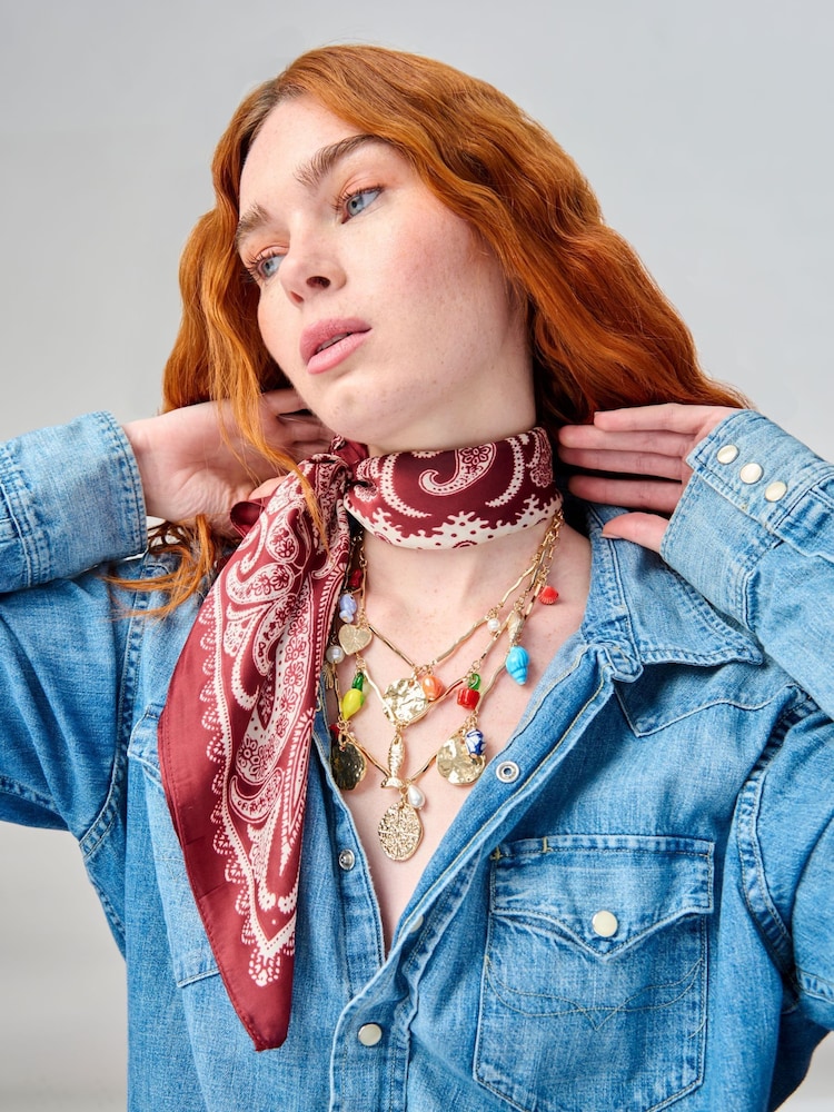 Aela Burgundy Paisley Print Tie Me Up Scarf - Image 4 of 4