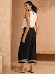 Love & Roses Black Ric Rac Detail Cropped Trousers - Image 2 of 5