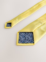 Yellow Textured Tie with Tie Clip - Image 5 of 5