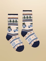 Joules Ellis Navy Fairisle Cosy Socks - Image 1 of 3