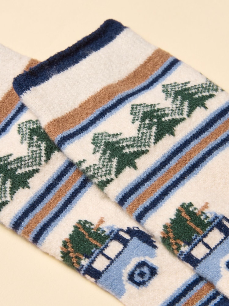 Joules Ellis Navy Fairisle Cosy Socks - Image 2 of 3 Joules Ellis Navy Fairisle Cosy Socks - Image 2 of 3