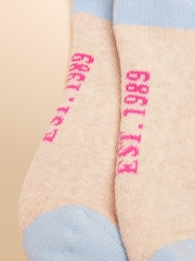 Joules Kids' Volley Cream/Blue Pack of Two Tennis Socks - Image 3 of 3