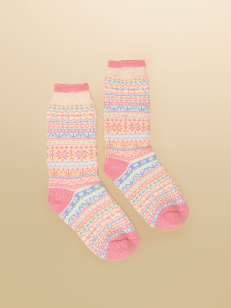Joules Girls' Wader Cream Fair Isle Welly Socks - Image 1 of 3 Joules Girls' Wader Cream Fair Isle Welly Socks - Image 1 of 3