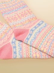 Joules Girls' Wader Cream Fair Isle Welly Socks - Image 3 of 3