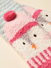 Joules Fluffy Penguin Pink/Blue Character Socks - Image 2 of 3