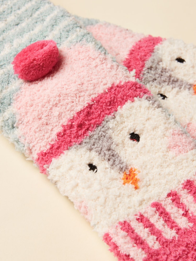 Joules Fluffy Penguin Pink/Blue Character Socks - Image 2 of 3 Joules Fluffy Penguin Pink/Blue Character Socks - Image 2 of 3