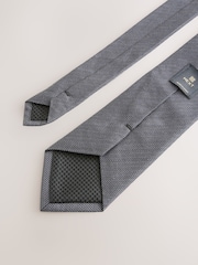 Grey Herringbone Tie with Mother of Pearl Tie Clip - Image 3 of 3