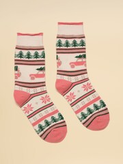 Joules Women's Willow Cosy Multi Fair Isle Socks (size 4-8) - Image 1 of 3