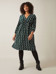 Evans Green Balloon Sleeve Dress - Image 1 of 5