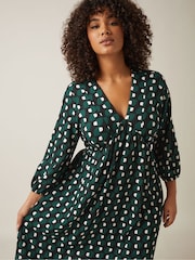 Evans Green Balloon Sleeve Dress - Image 2 of 5