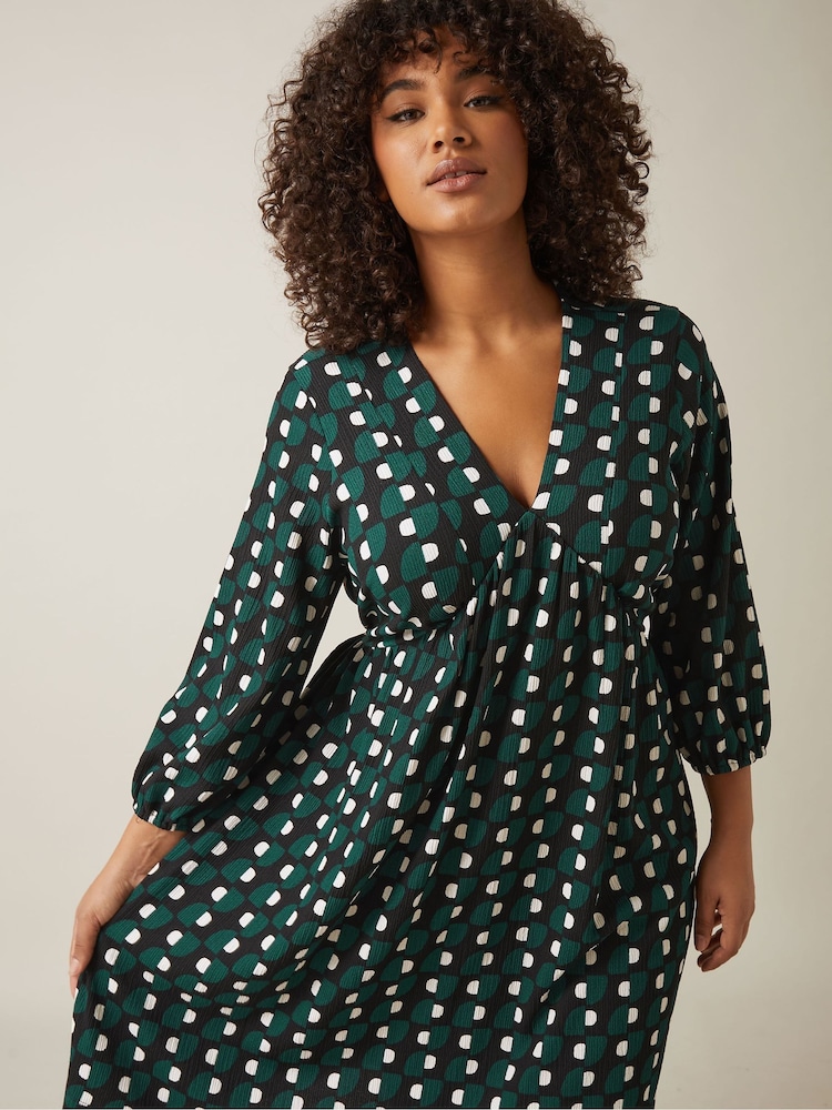 Evans Green Balloon Sleeve Dress - Image 2 of 5