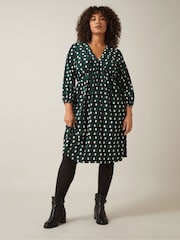 Evans Green Balloon Sleeve Dress - Image 3 of 5