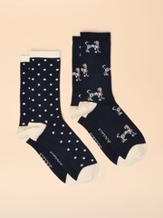 Joules Everyday Navy/Oatmeal 2 Pack Socks - Image 1 of 3