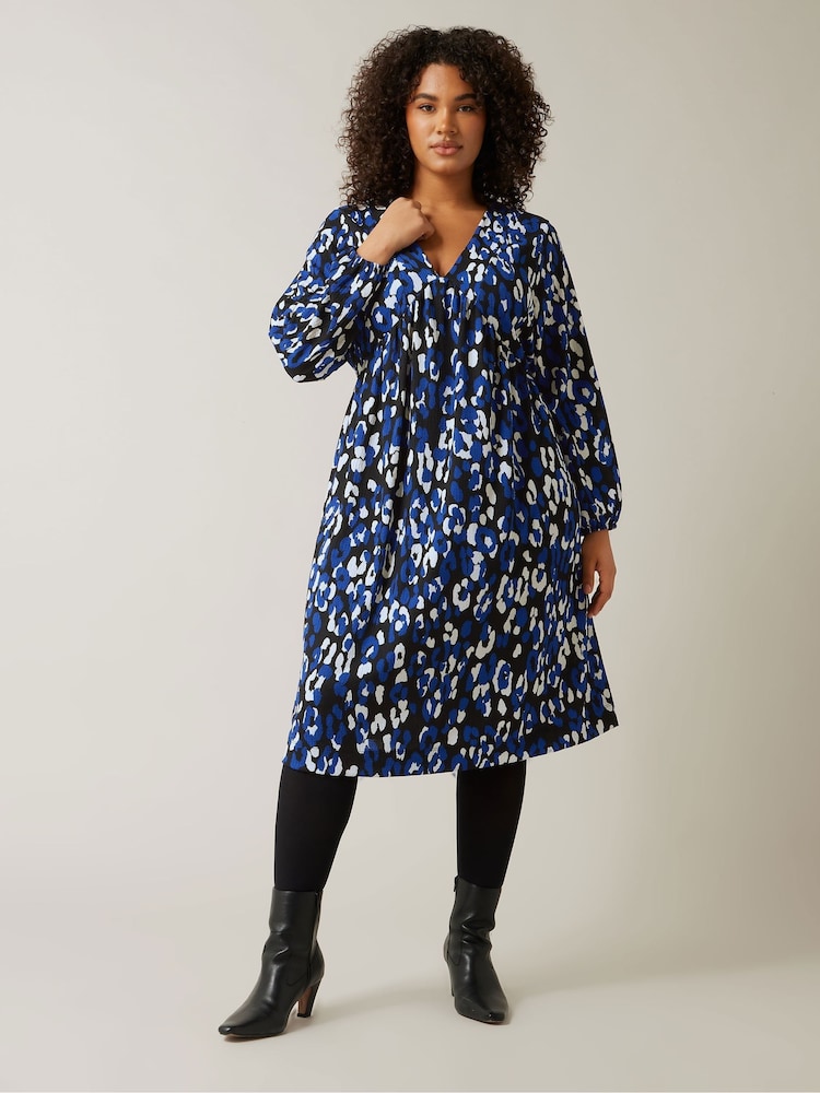 Evans Spot Print Jersey Crepe Black Dress - Image 1 of 6
