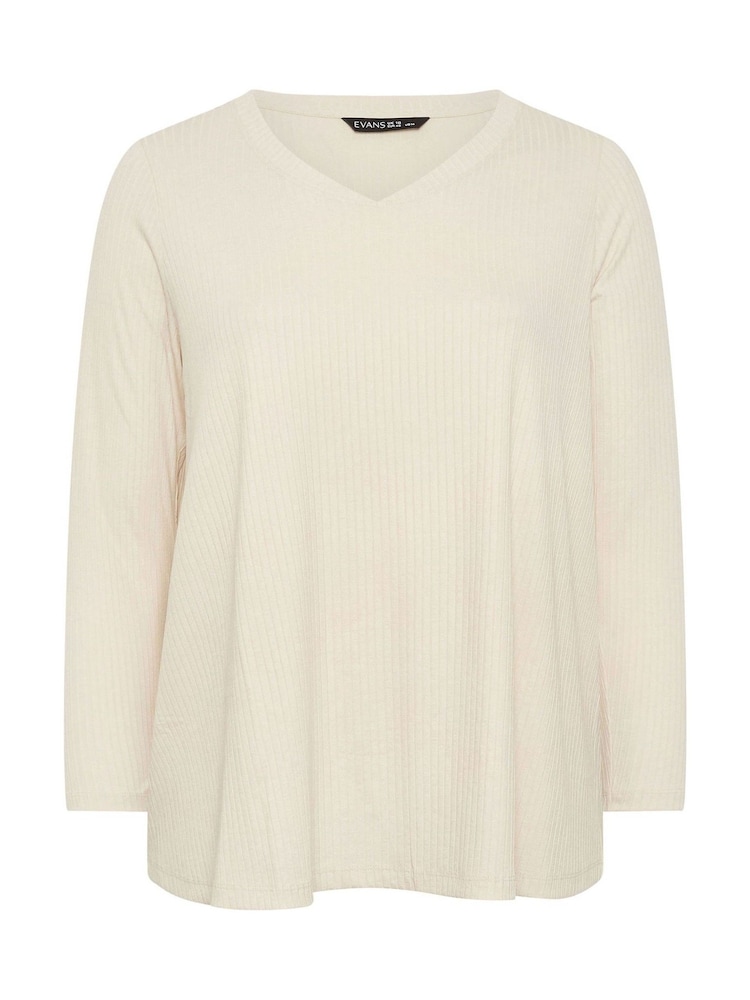 Evans Natural Long Sleeve Modal Rich Ribbed T-Shirt - Image 5 of 5 Evans Natural Long Sleeve Modal Rich Ribbed T-Shirt - Image 5 of 5