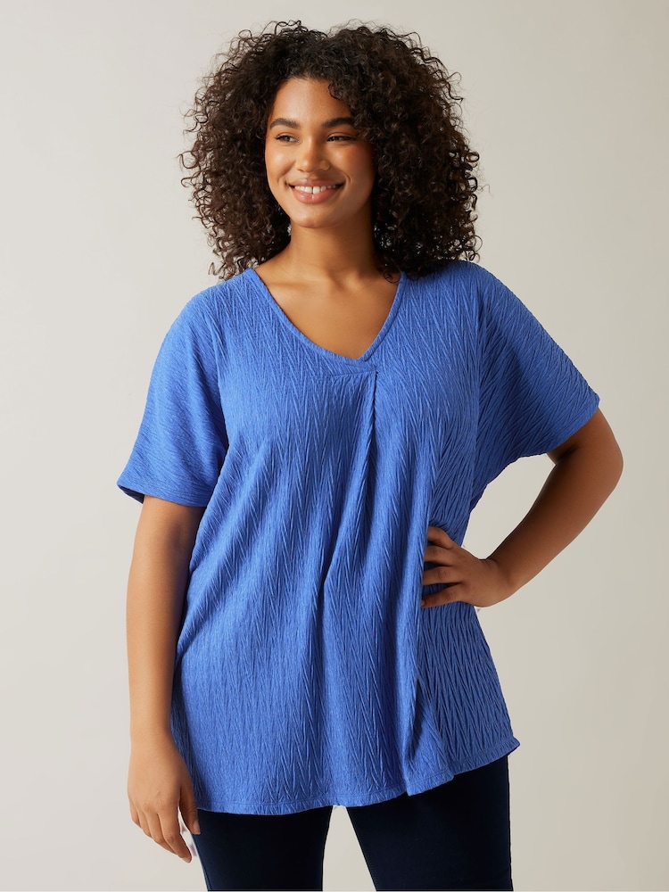 Evans Blue Plisse Pleated Swing Top - Image 1 of 5