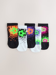 Black/White Bright Football Splat Rich Trainers Socks 5 Pack - Image 1 of 3