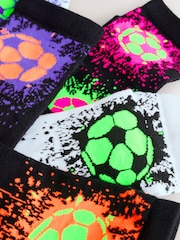 Black/White Bright Football Splat Rich Trainers Socks 5 Pack - Image 2 of 3
