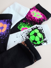 Black/White Bright Football Splat Rich Trainers Socks 5 Pack - Image 3 of 3