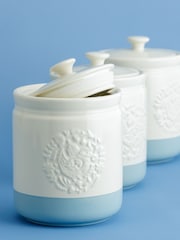 Mason Cash Set of 3 Cream and Blue Home to Roost Storage Jars - Image 3 of 4