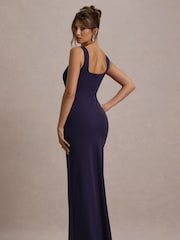 Club L London Blue Ashburn Strappy Sweetheart Split Maxi Dress - Image 2 of 4