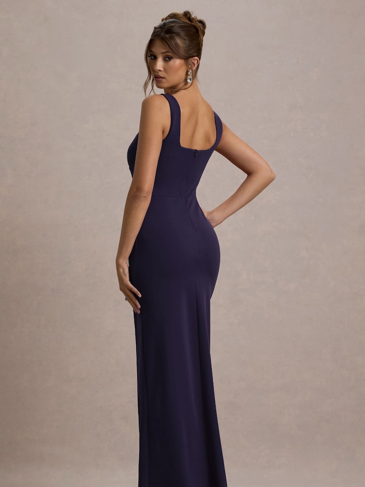 Club L London Blue Ashburn Strappy Sweetheart Split Maxi Dress - Image 2 of 4