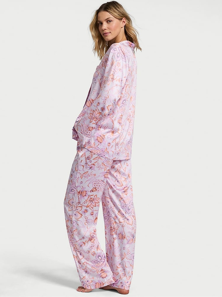 Victoria's Secret Purple Floral Satin Long Pyjama Set - Image 2 of 2