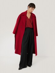 Jigsaw Red Recycled Satin Drape Wrap Top - Image 5 of 7