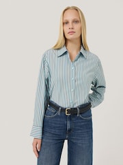 Jigsaw Blue Cotton Stripe Shirt - Image 1 of 7