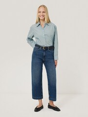 Jigsaw Blue Cotton Stripe Shirt - Image 4 of 7