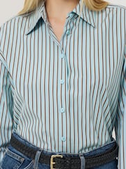 Jigsaw Blue Cotton Stripe Shirt - Image 5 of 7