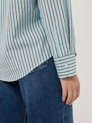 Jigsaw Blue Cotton Stripe Shirt - Image 6 of 7