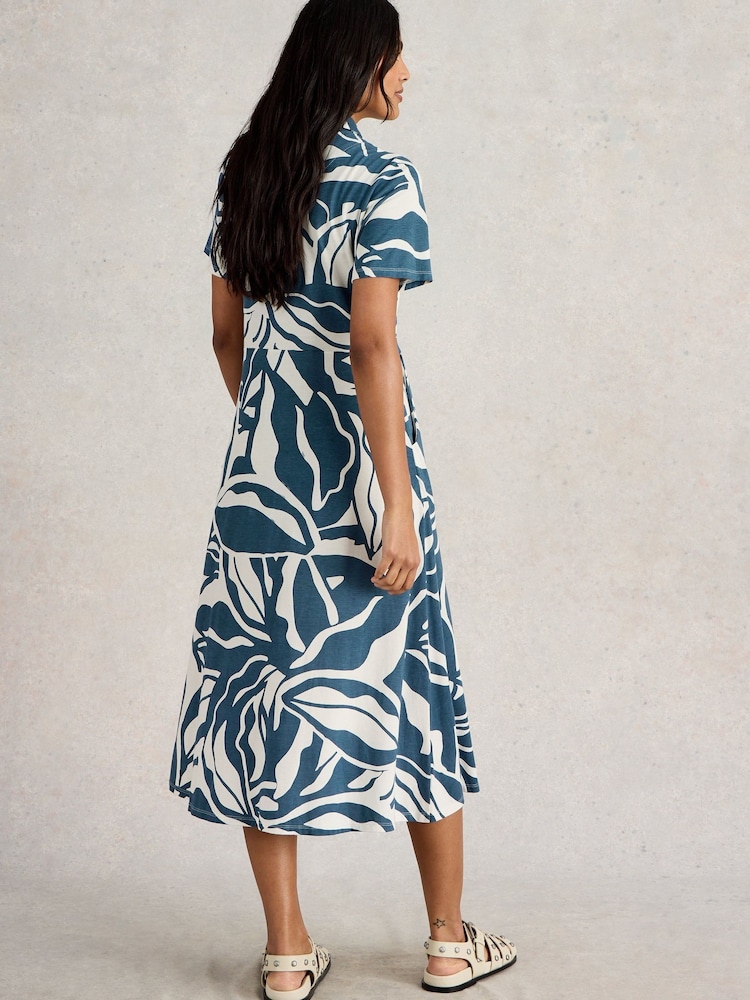 White Stuff Blue Rua Jersey Shirt Dress - Image 2 of 6