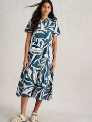 White Stuff Blue Rua Jersey Shirt Dress - Image 3 of 6