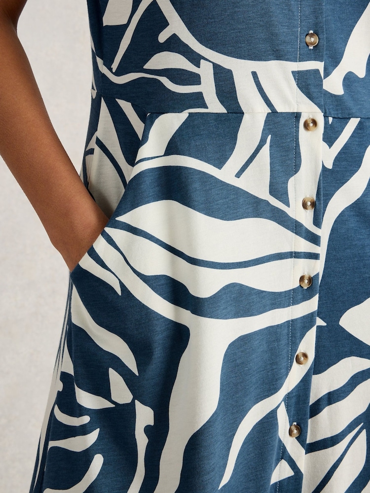 White Stuff Blue Rua Jersey Shirt Dress - Image 4 of 6