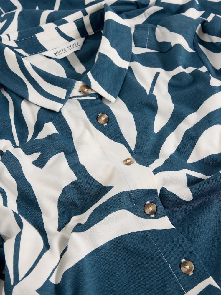 White Stuff Blue Rua Jersey Shirt Dress - Image 6 of 6