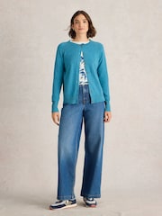 White Stuff Blue 100% Organic Cotton Lulu Cardigan - Image 3 of 6