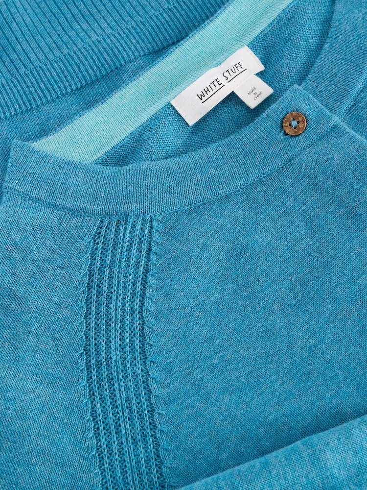 White Stuff Blue 100% Organic Cotton Lulu Cardigan - Image 6 of 6