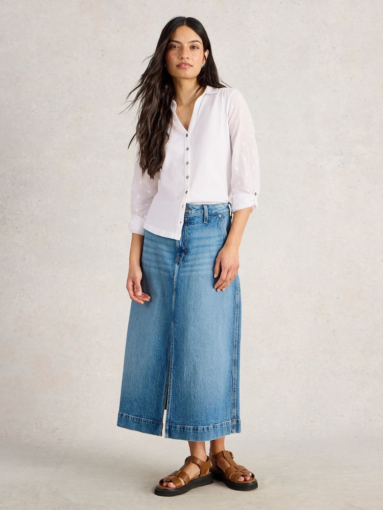White Stuff White Annie Mix Jersey 100% Organic Cotton Shirt - Image 2 of 6 White Stuff White Annie Mix Jersey 100% Organic Cotton Shirt - Image 2 of 6