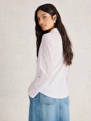 White Stuff White Annie Mix Jersey 100% Organic Cotton Shirt - Image 3 of 6