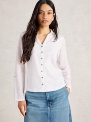 White Stuff White Annie Mix Jersey 100% Organic Cotton Shirt - Image 4 of 6