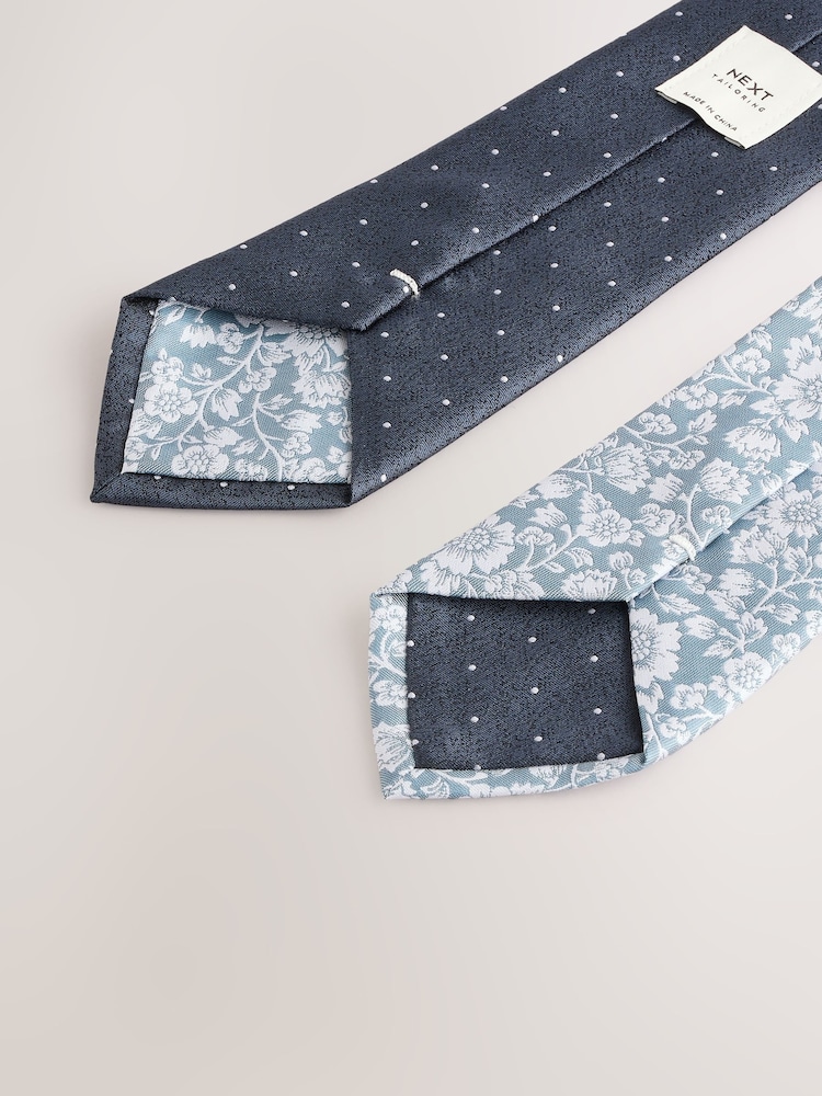 Green/Blue Design Ties And Tie Clips 2 Pack - Image 3 of 3 Green/Blue Design Ties And Tie Clips 2 Pack - Image 3 of 3