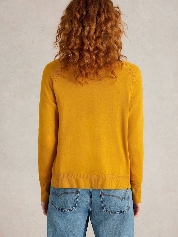 White Stuff Yellow 100% Organic Cotton Lulu Cardigan - Image 2 of 6