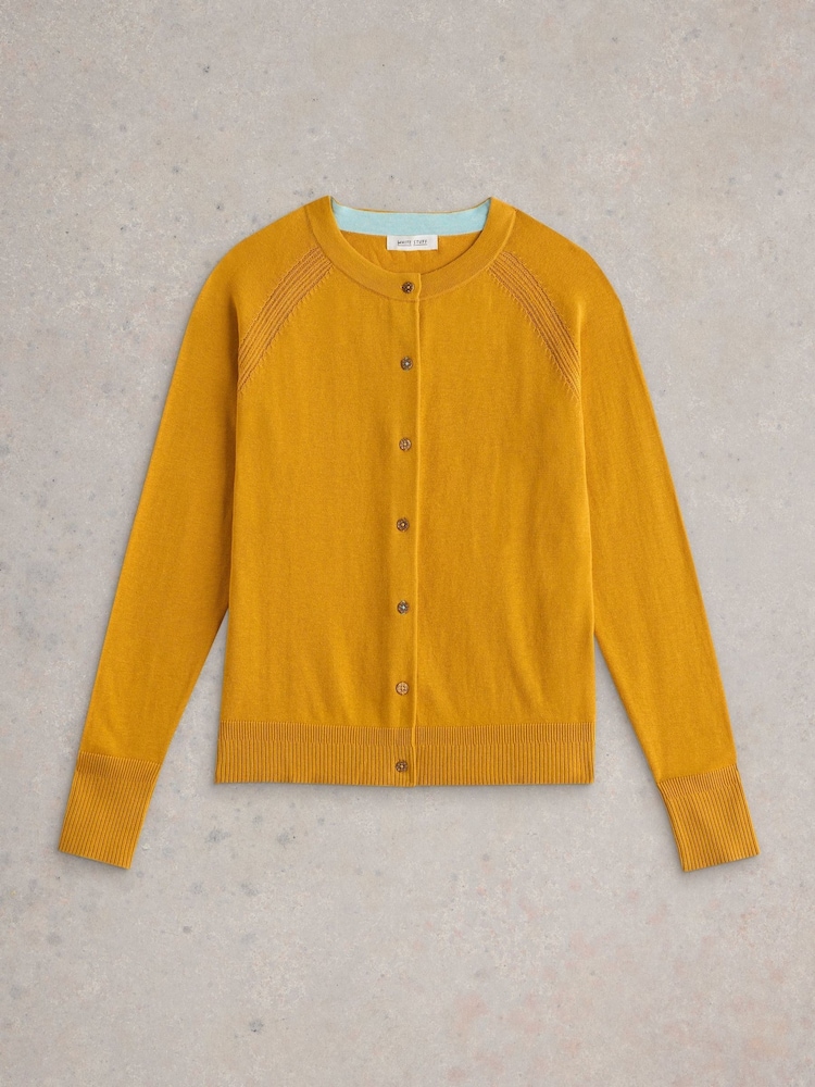 White Stuff Yellow 100% Organic Cotton Lulu Cardigan - Image 5 of 6