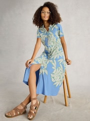 White Stuff Blue Rua Jersey Shirt Dress - Image 4 of 6