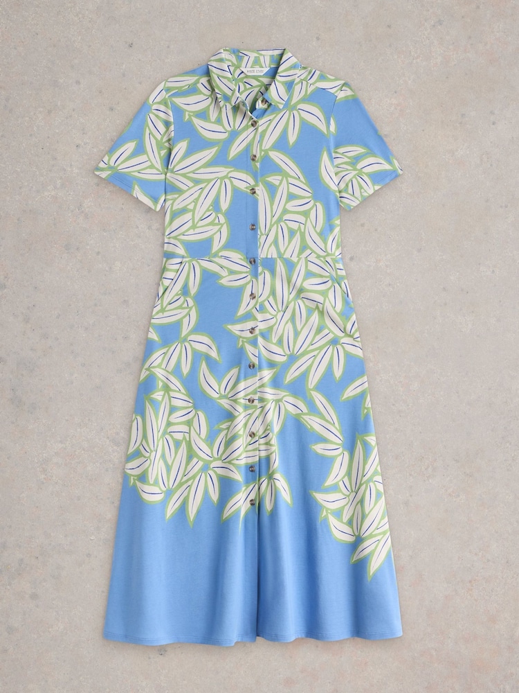 White Stuff Blue Rua Jersey Shirt Dress - Image 6 of 6