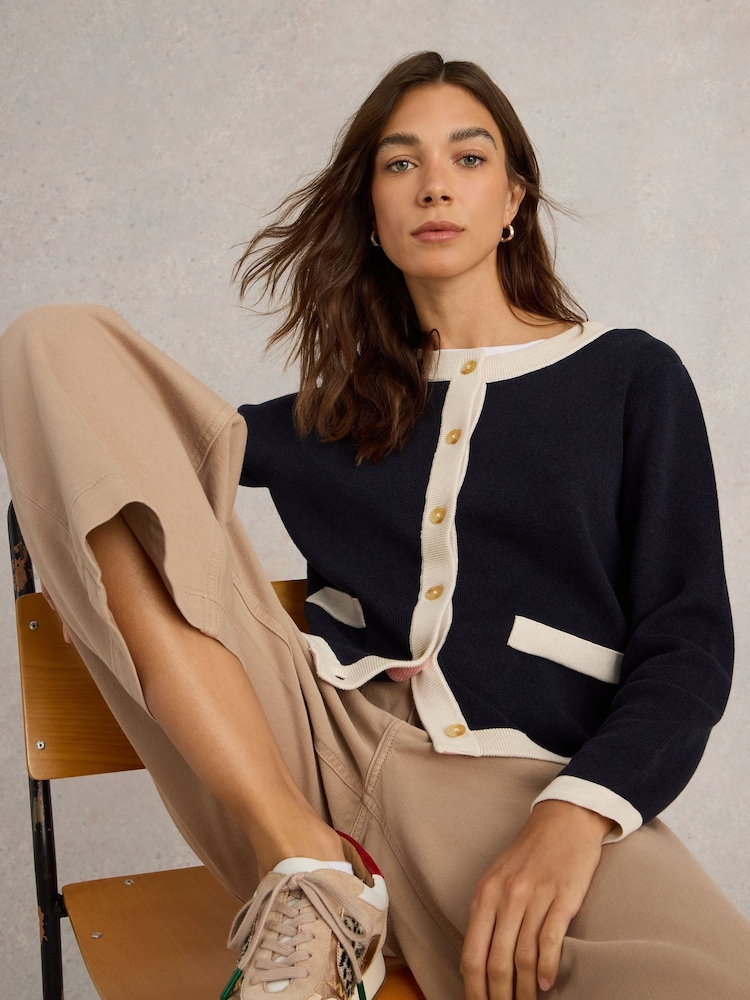 White Stuff Blue Cotton Charlotte Cardigan - Image 1 of 6 White Stuff Blue Cotton Charlotte Cardigan - Image 1 of 6