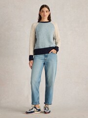 White Stuff Blue Colourblock Nep Jumper - Image 1 of 6