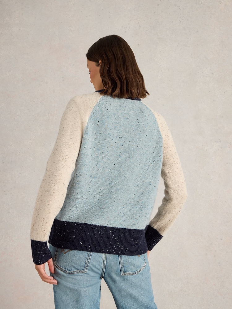 White Stuff Blue Colourblock Nep Jumper - Image 2 of 6